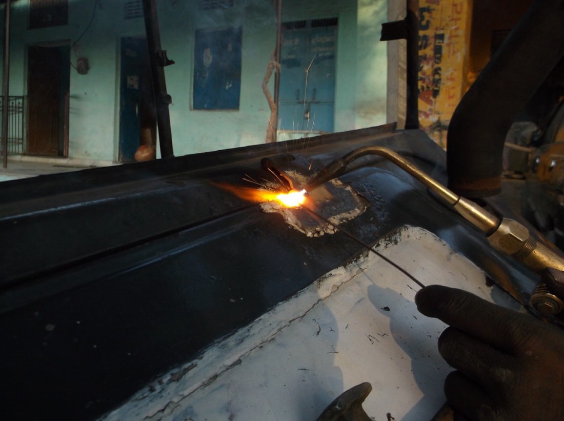 Torch repair on a steel frame